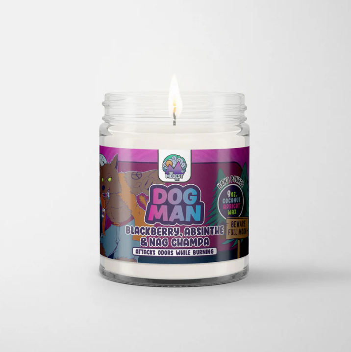 Photograph of product: Dog Man Odor Killing Candle - Blackberry Absinthe & Nag Champa - The Modest Co.
