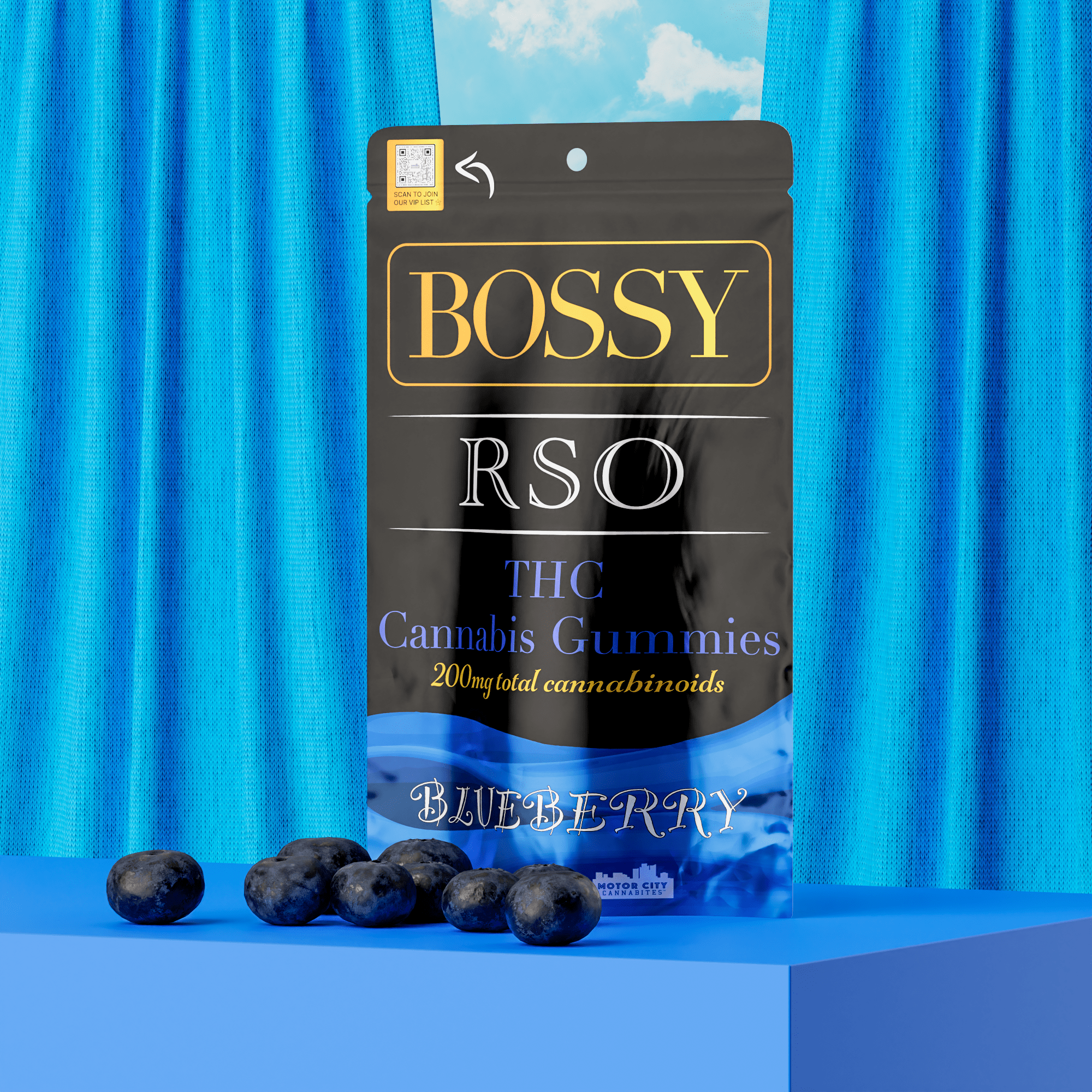 Photograph of product: Bossy | Blueberry | 200mg RSO Gummies