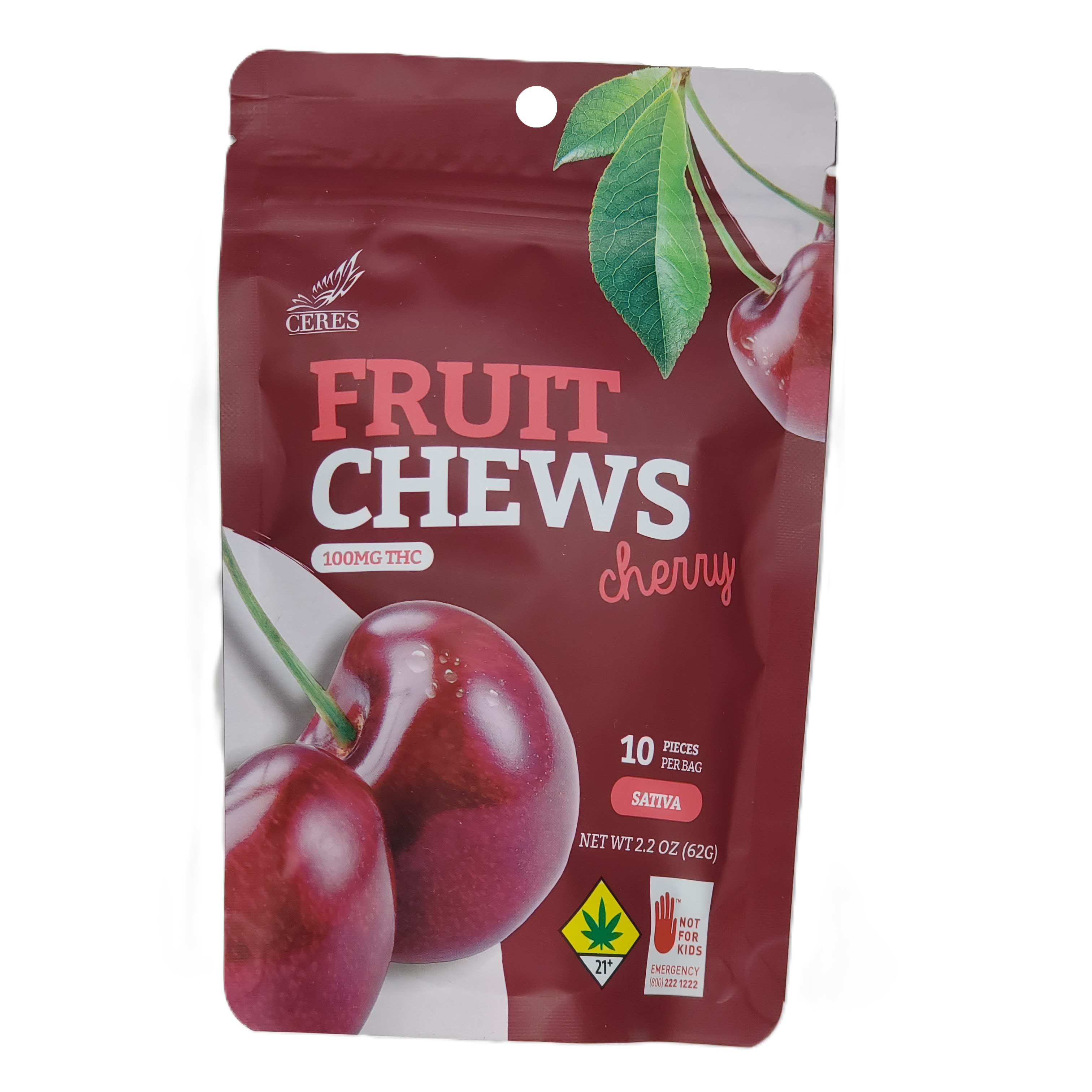 Photograph of product: Ceres Fruit Chews Oui'd Cherry 10pk 100mg