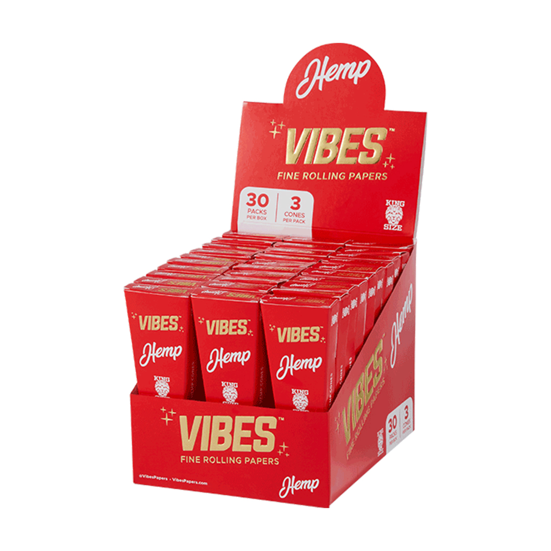 Photograph of product: HEMP | Vibes Fine Rolling Paper Cones | King Size Coffin
