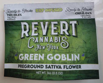 Photograph of product: Green Goblin (S) Revert | Kief Infused Pre-Ground Flower (14g)