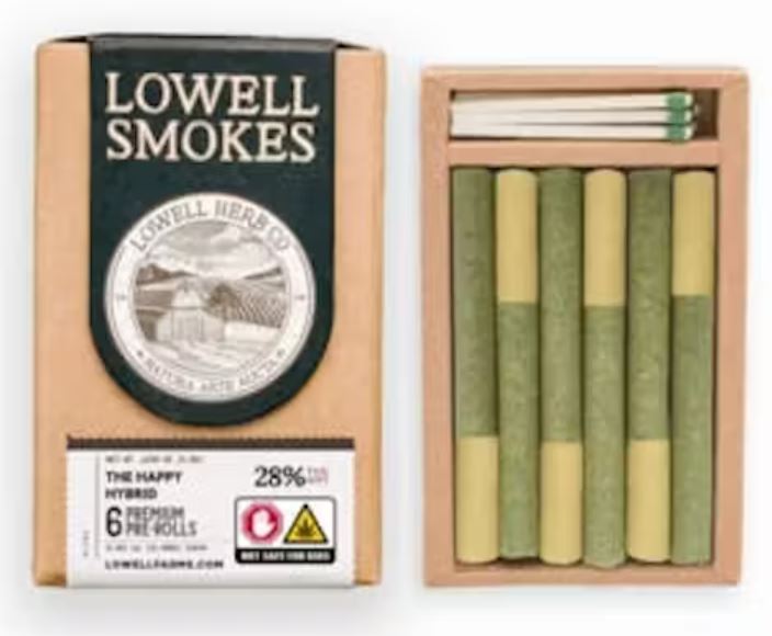 Photograph of product: Lowell The Happy Hybrid Pre-Roll 6 Pack