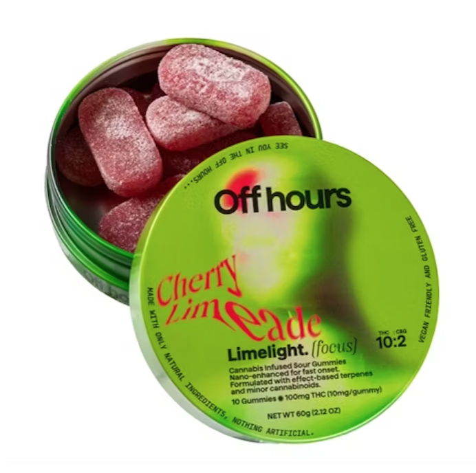Photograph of product: Off Hours | Sour Cherry Limeade "Limelight" | Gummies | 10pk | 100mg