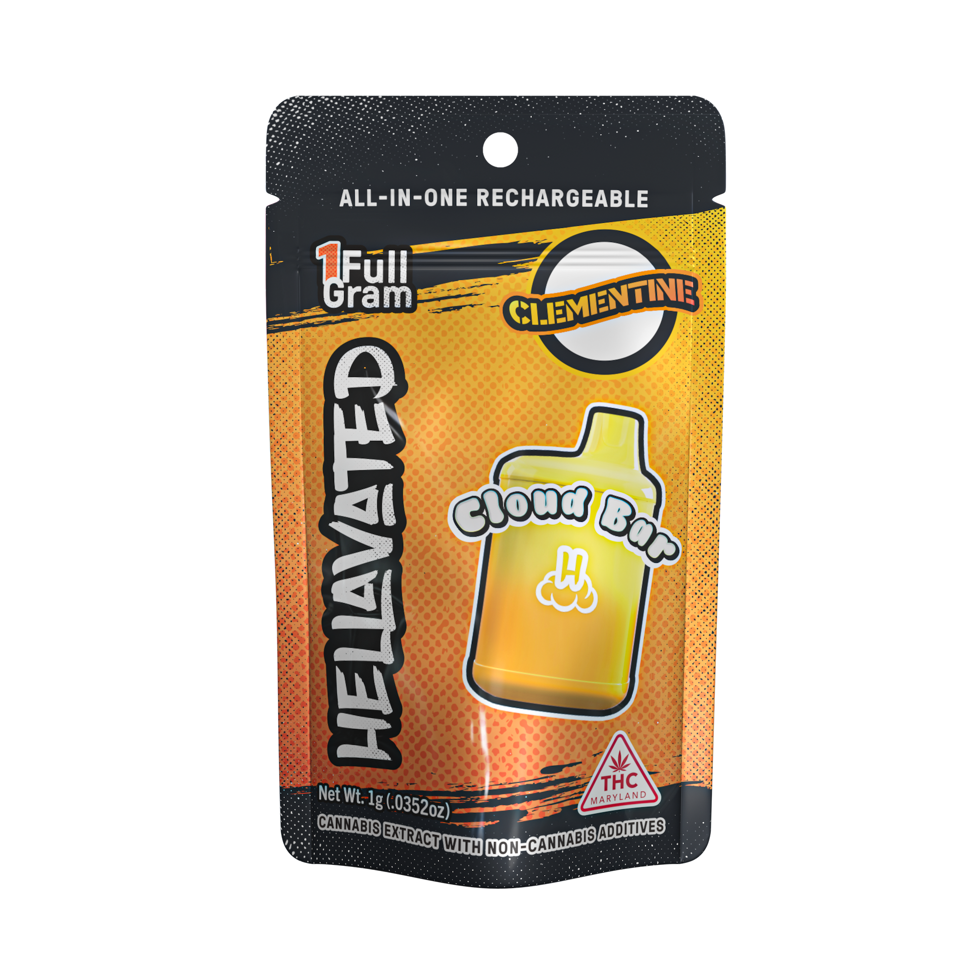 Photograph of product: Clementine Cloud Bar 1g - Hellavated