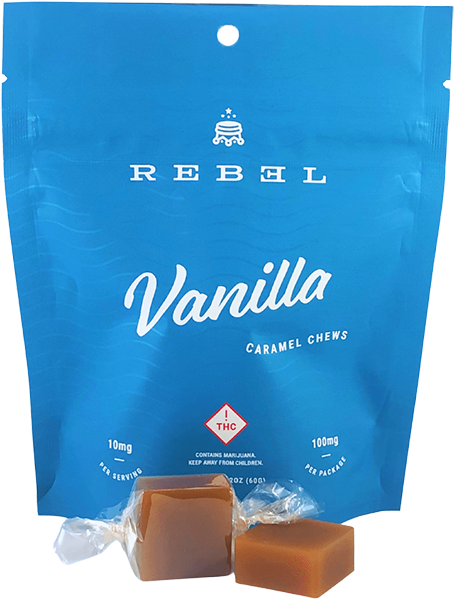 Photograph of product: Rebel - Vanilla - Caramels - 100mg