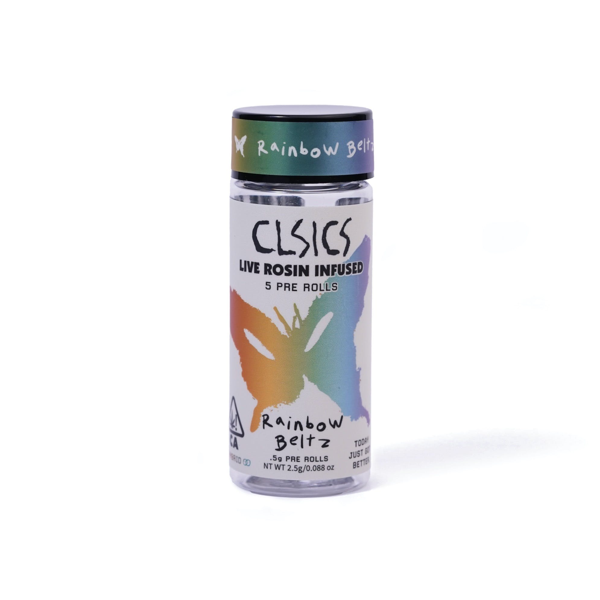 Photograph of product: CLSICS | Rainbow Beltz Rosin Infused Pre-Rolls (5 Pack) | 2.5g