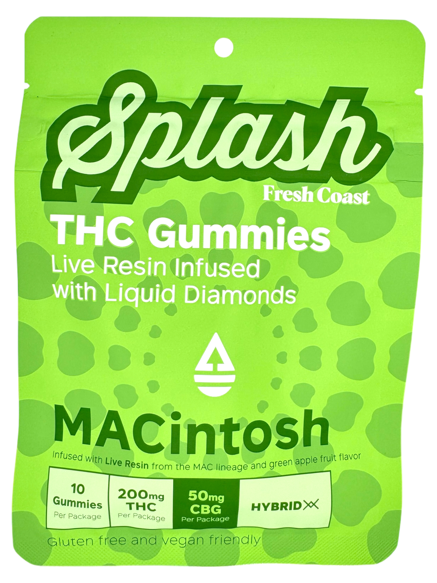Photograph of product: 200mg Green Apple Macintosh Splash Gummies