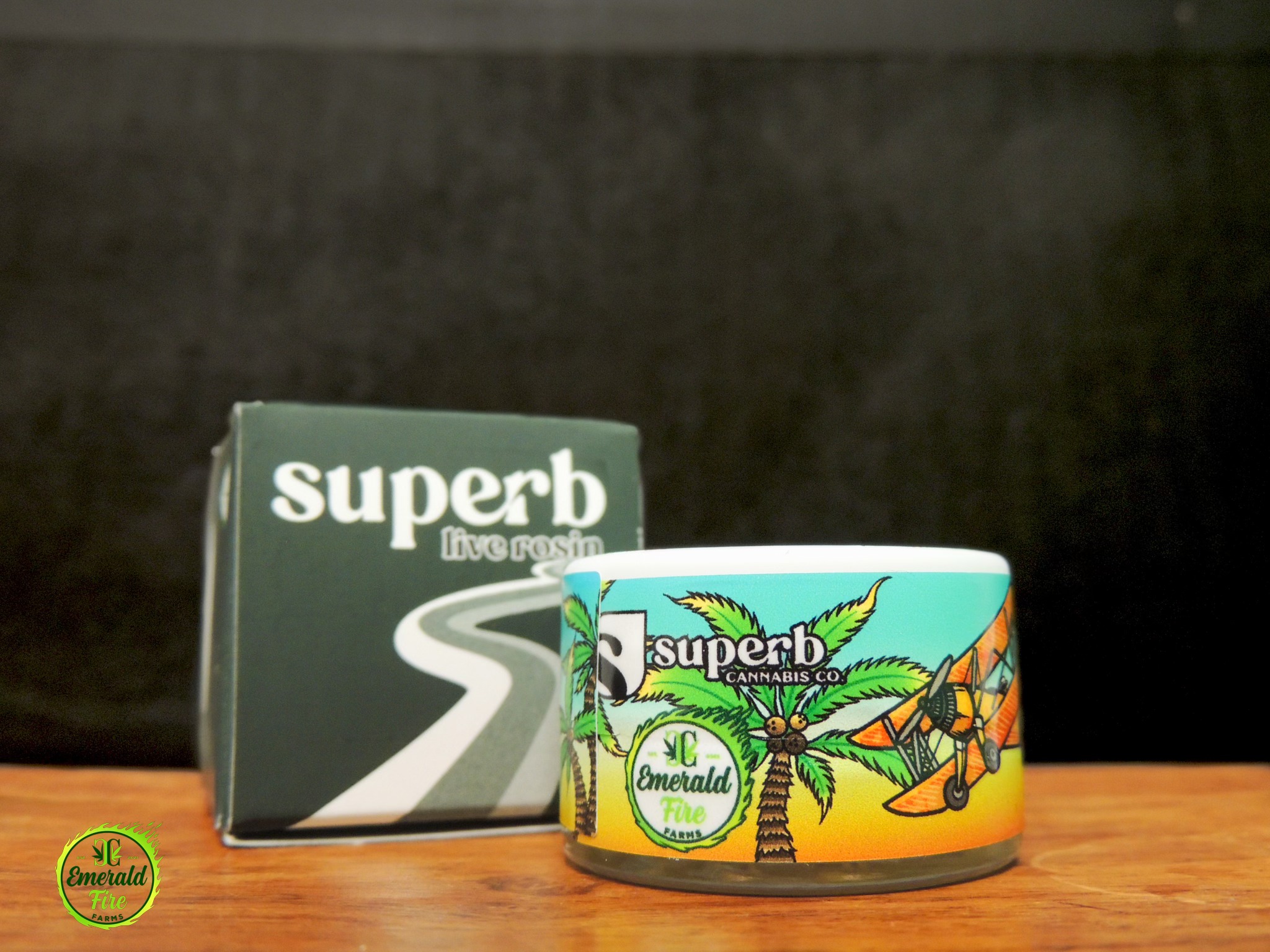 Photograph of product: Superb x Emerald Fire Farms Live Rosin 1g Tahitian Flight