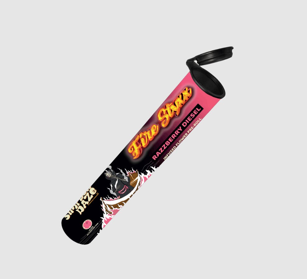 Photograph of product: Razzberry Diesel (H) Infused "Fire Styxx" PRJ 1g