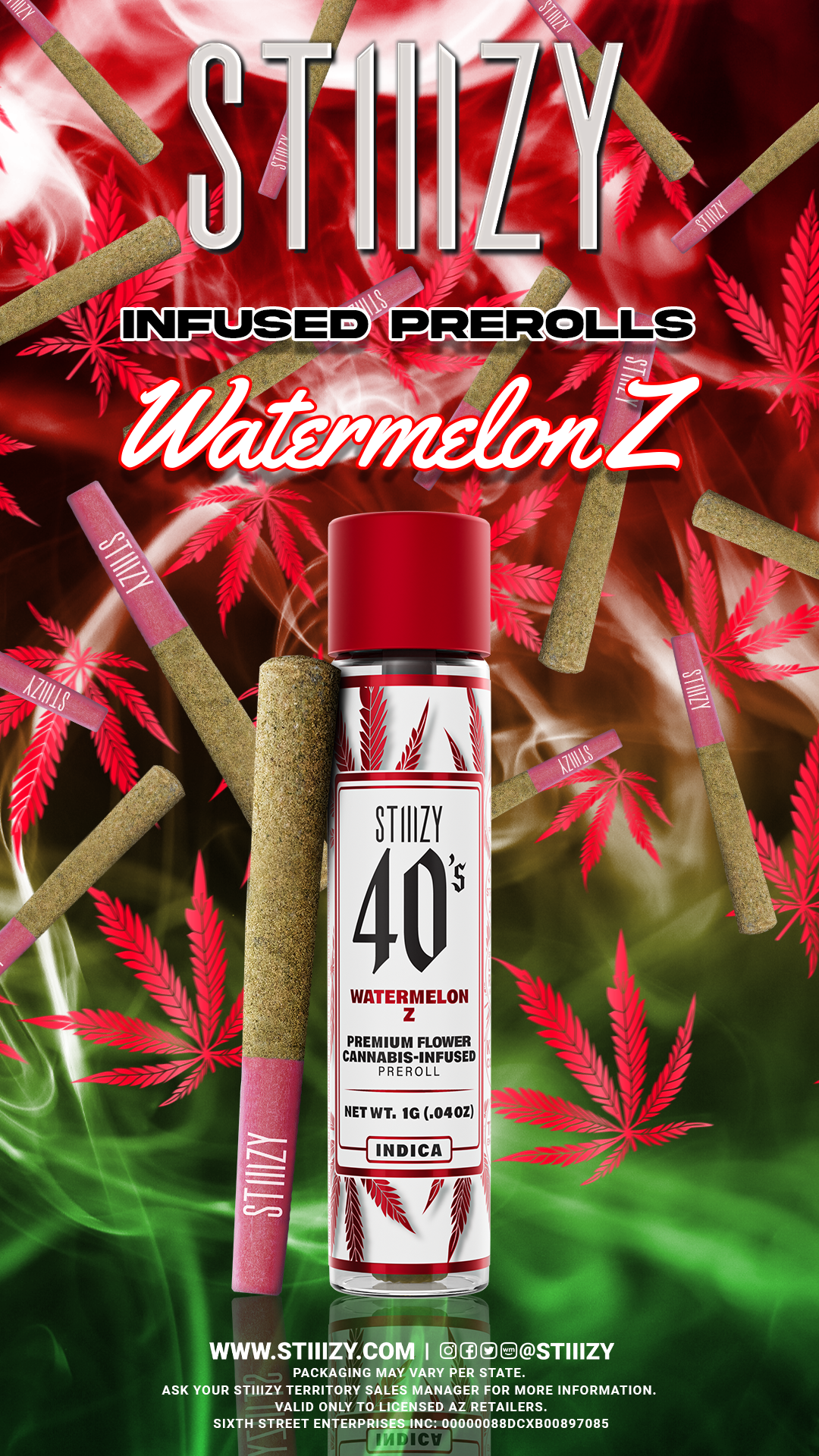 Photograph of product: 1g Watermelon Z 40's Infused Pre Roll