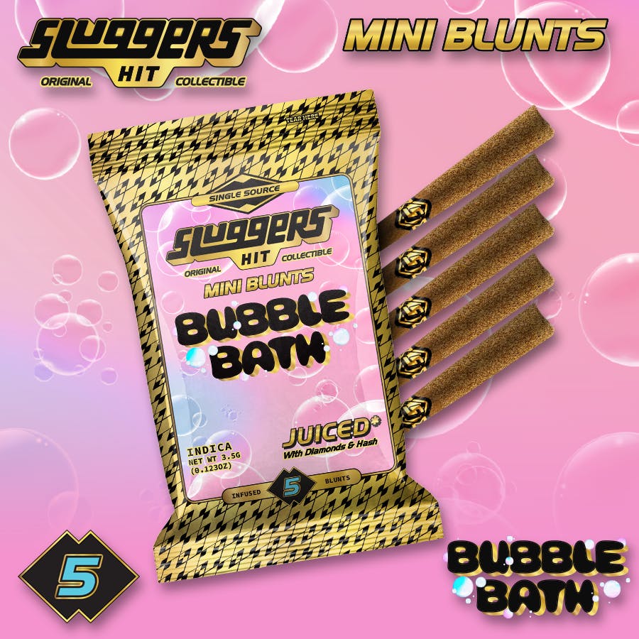 Photograph of product: Sluggers | Bubble Bath Infused Mini Blunts 5 Pack | 2.5g