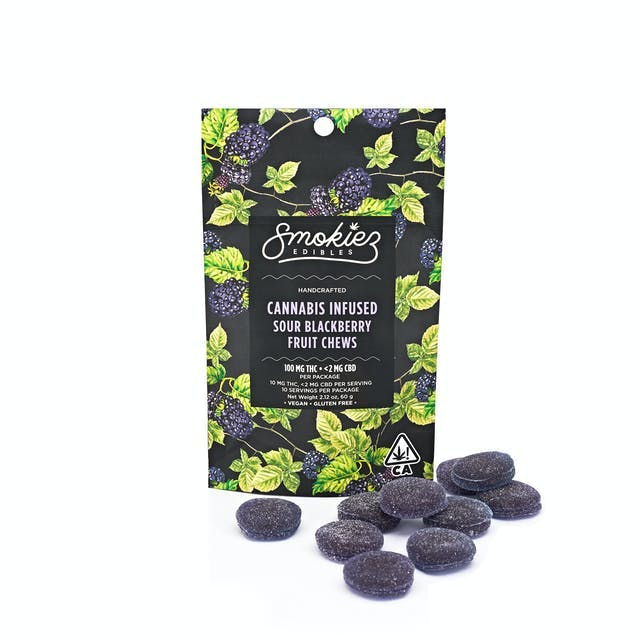Photograph of product: Sour Blackberry Fruit Chews (100mg) - 