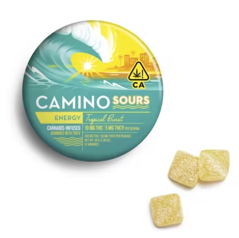 Photograph of product: Camino Sours - Tropical Burst 1:1 TH-oui:TH-ouiV 100mg 10pk Vegan Gummies
