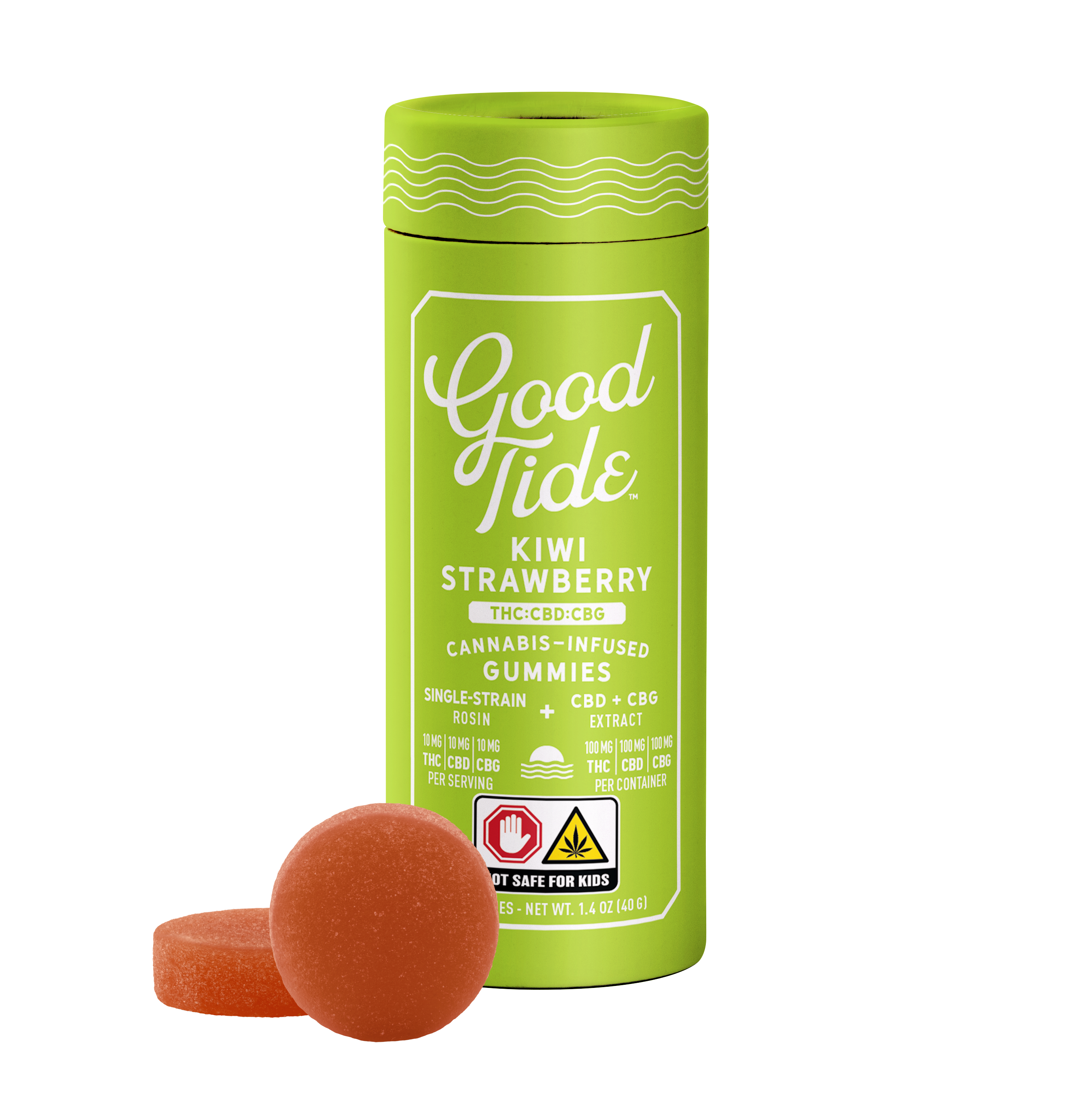 Photograph of product: Kiwi Strawberry | 1:1:1 TH-oui:CBD:CBG | 10pk Solventless Soft Lozenges