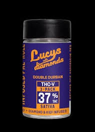 Photograph of product: Blotter - Double Durban Lucys with "Diamonds & Kief Infused" - Preroll 3pk - 2.1g