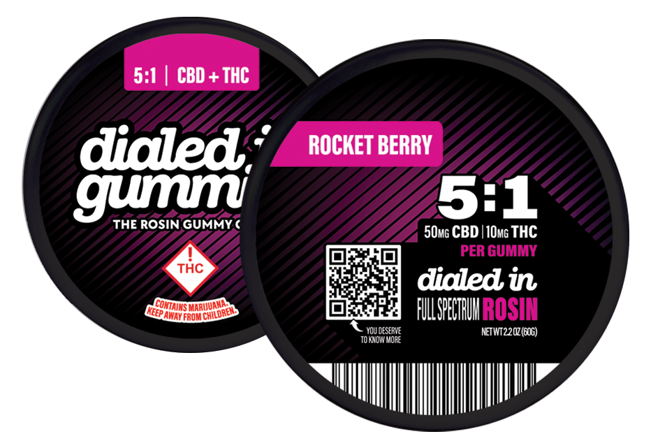 Photograph of product: Dialed In | Rosin Gummies (CBD/TH-oui 5:1) 100mg