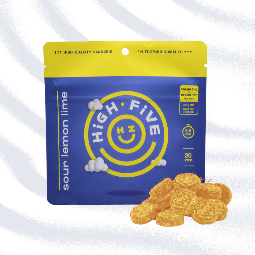 Photograph of product: 1:1 TH-oui:CBD Sour Lemon Lime Gummies 20pk