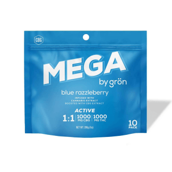 Photograph of product: GRON - RAZZLEBERRY 1:1 MEGA PEARL 10 PK 1000MG