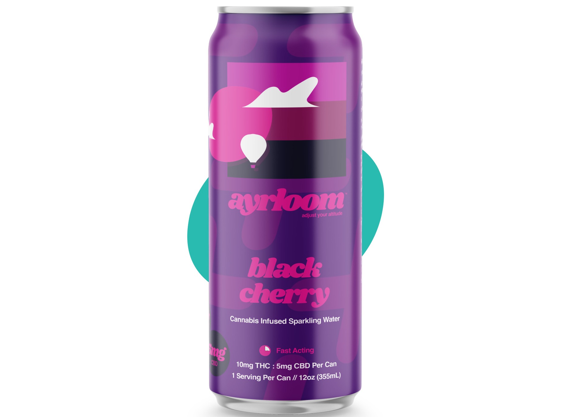 Photograph of product: Ayrloom | Black Cherry | 2:1 TH-oui / CBD Infused Sparkling Water | Singles