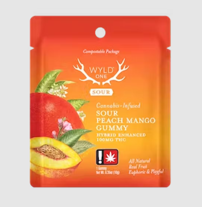 Photograph of product: Gummy - Wyld 1pc - Sour Peach Mango