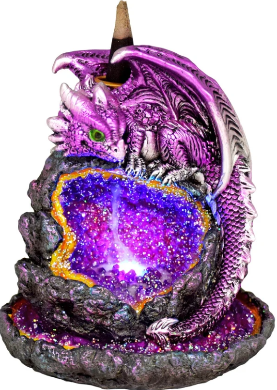 Photograph of product: Baby Dragon Geode Cave LED Backflow Incense Burner | 5.75" (W)