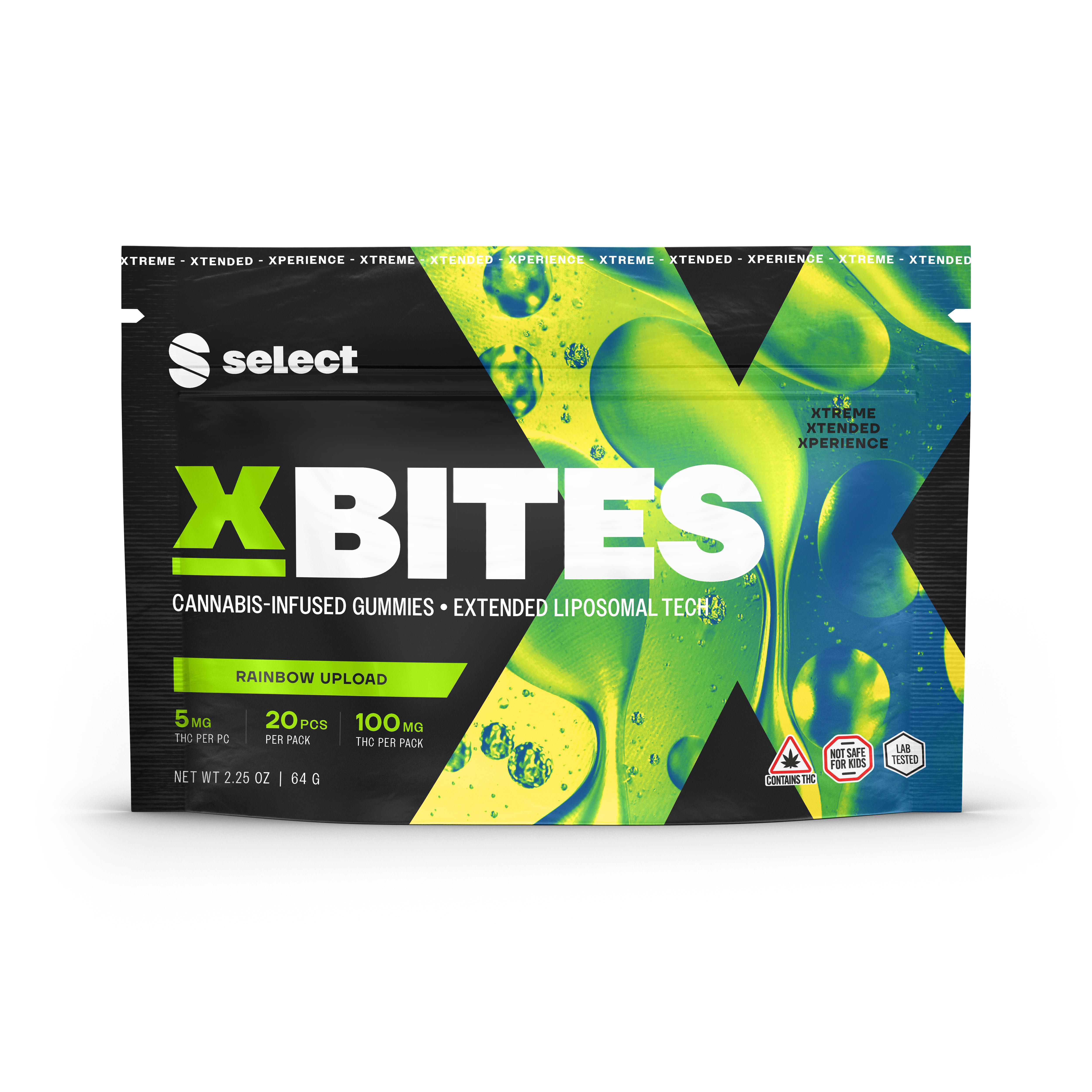 Photograph of product: Select - X-Bites - Rainbow Upload - 20-Pack - 100mg