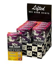 Photograph of product: LIFTED - PREROLL - 10PK - DAY & NIGHT - PURPLE TANGIE & ROYAL QUEEN