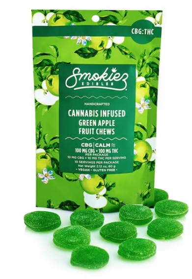 Photograph of product: 1:1 CBG/TH-oui Green Apple Gummies Sweet - Smokiez