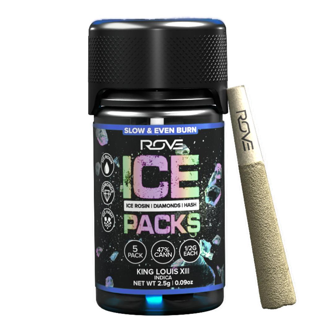 Photograph of product: Rove | King Louis XIII (I-H) Rosin, Diamonds, au chocolat Infused Pre Rolls | 5 Pack (2.5g)