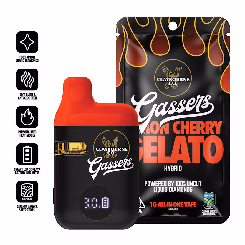 Photograph of product: Claybourne - Lemon Cherry Gelato - Gassers - Disposable