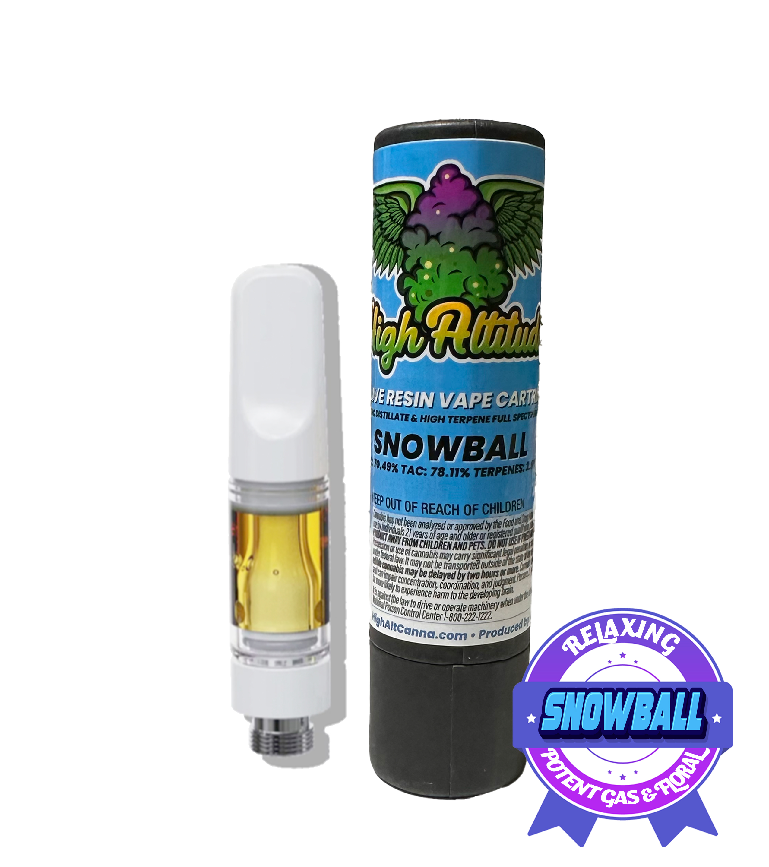 Photograph of product: Snowball | .5g Live Resin Cart | High Altitude