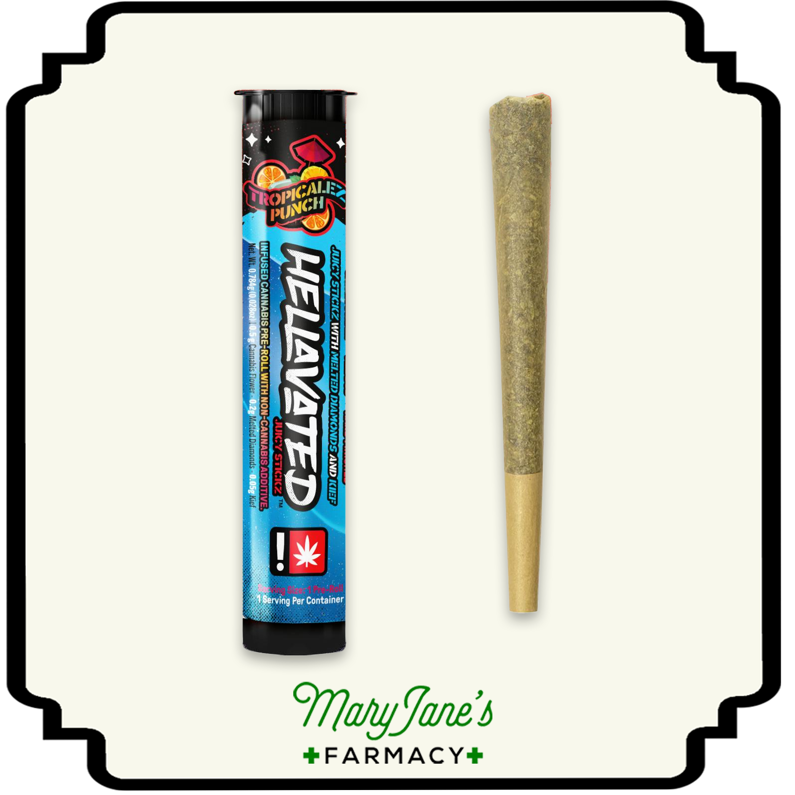 Photograph of product: Tropicalez Punch Juicy Stickz Infused Pre-Roll | .75g