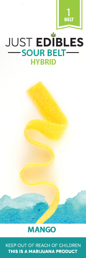 Photograph of product: Just Edibles Sour Long Belt Mango 100mg