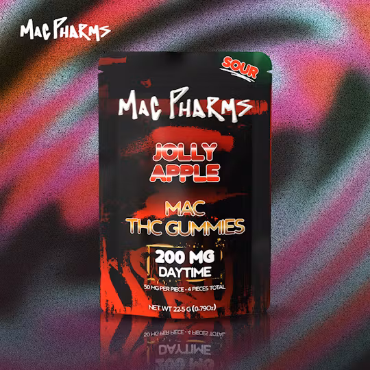Photograph of product: Mac Pharms - Sour Jolly Apple - 200mg Gummies (4x50mg)