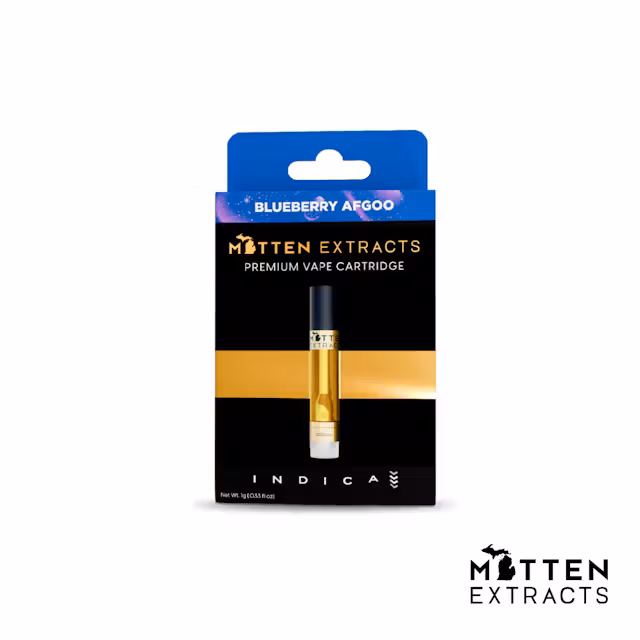 Photograph of product: Mitten Extracts - 510 Vape Cartridge - (1g) - Oui'd - **BLUEBERRY AFGOO** (10/$70)