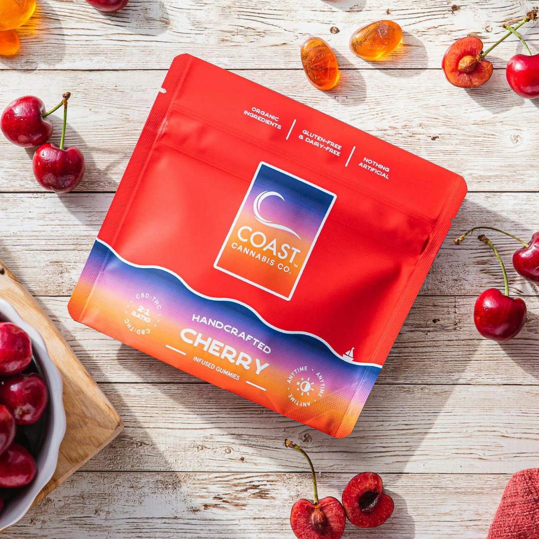 Photograph of Product: Coast Cannabis CO. Cherry 10:5 Infused Gummies (CBD:THC) 0106