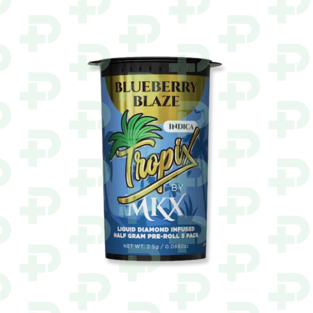 Photograph of product: MKX 5 Pack Liquid Diamond Infused Prerolls - Blueberry Blaze