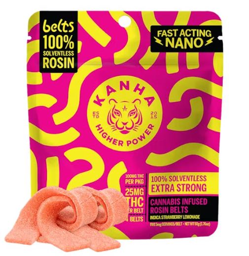 Photograph of product: Kanha Nano - Sour Strawberry Lemonade Rosin Belts (25mg per belt/100mg)