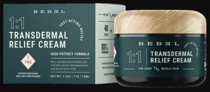 Photograph of product: Rebel Transdermal Relief Cream 400:400 TH-oui/CBD