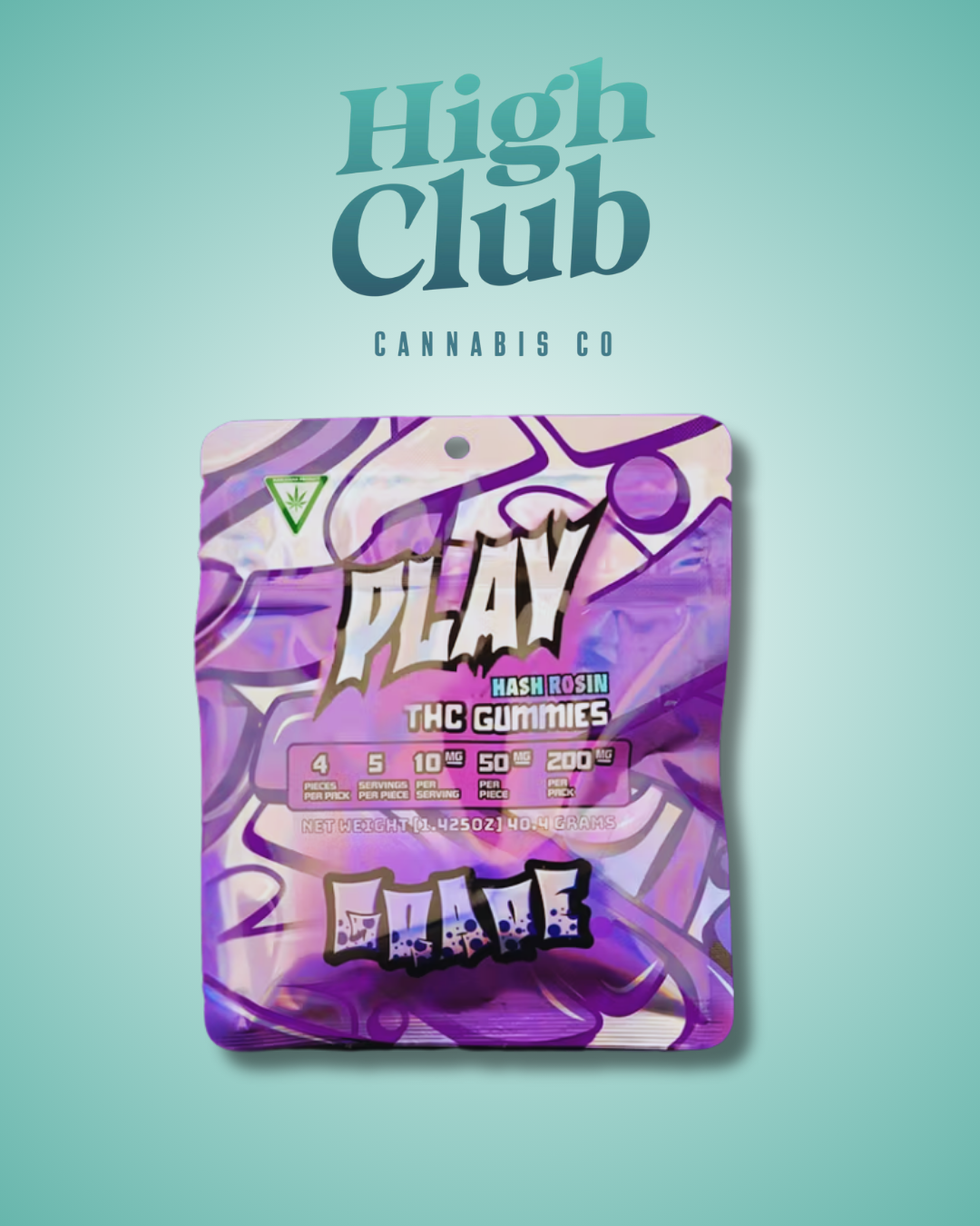 Photograph of product: Play - Grape Gummies - 200MG - 4pc