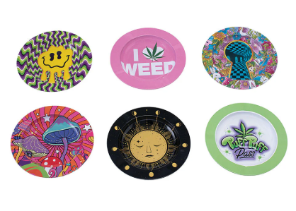 Photograph of product: Fujima Dazed Round Metal Ashtray | 5.4" | Assorted Designs