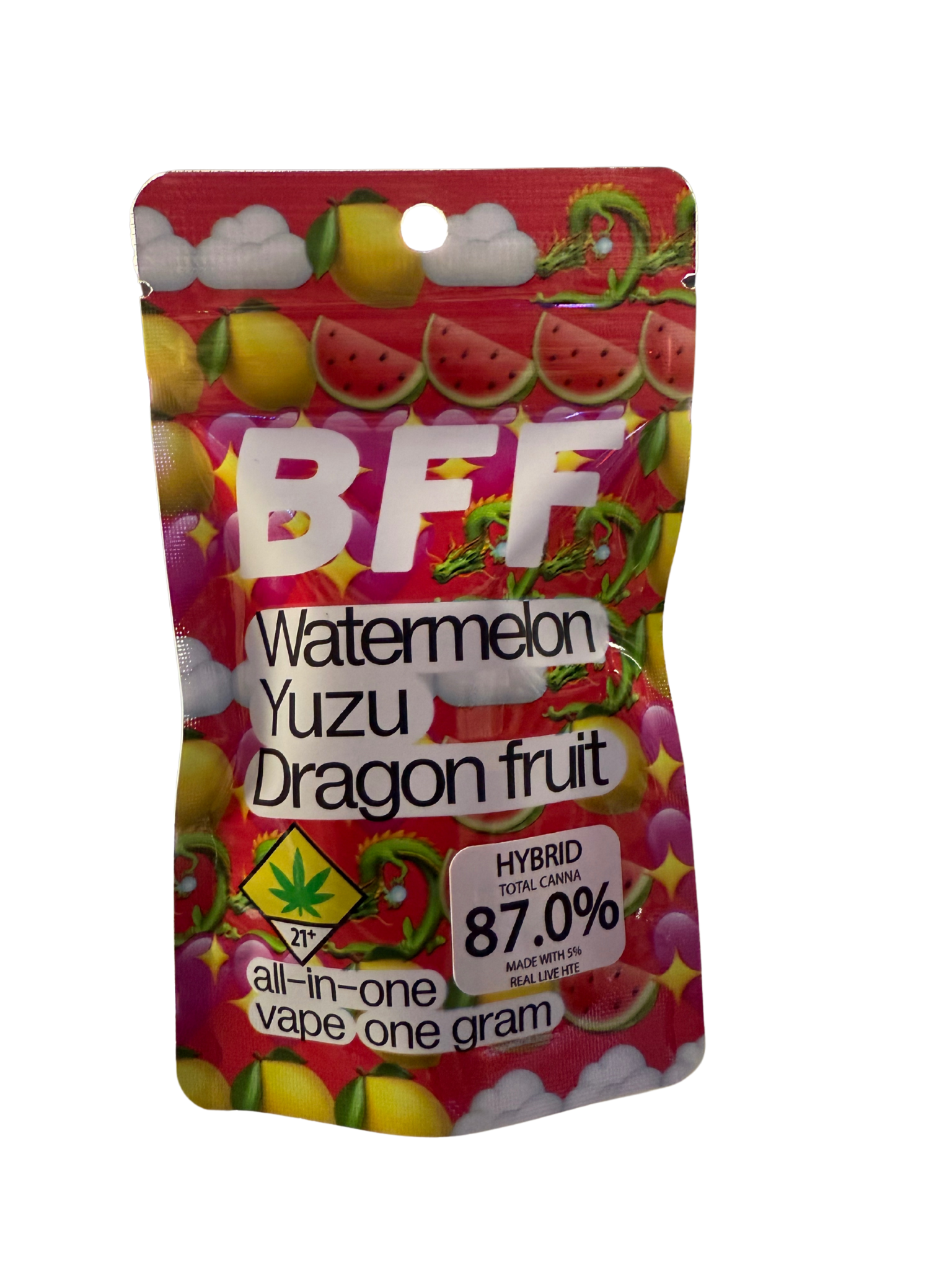Photograph of product: BFF | Watermelon Yuzu Dragon Fruit | Flavored Disposable | DOH | 1g