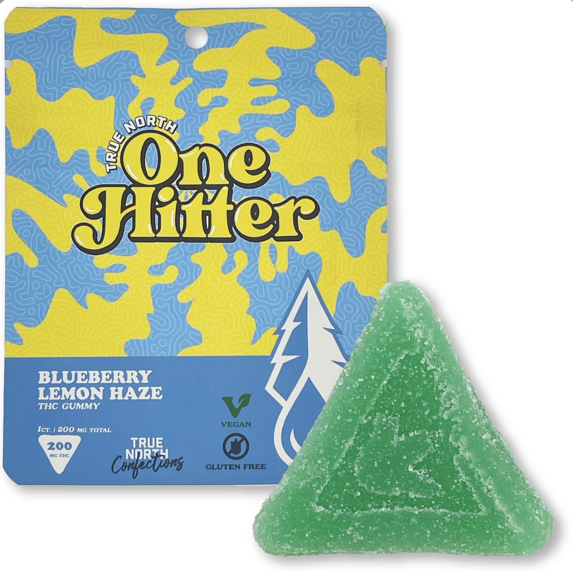 Photograph of product: True North: Blueberry Lemon Haze One Hitter Gummies 200MG