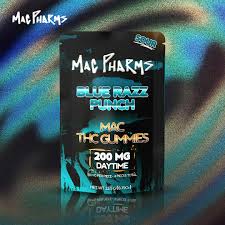 Photograph of product: Mac Pharms | Sour Blue Razz | 200mg Gummies