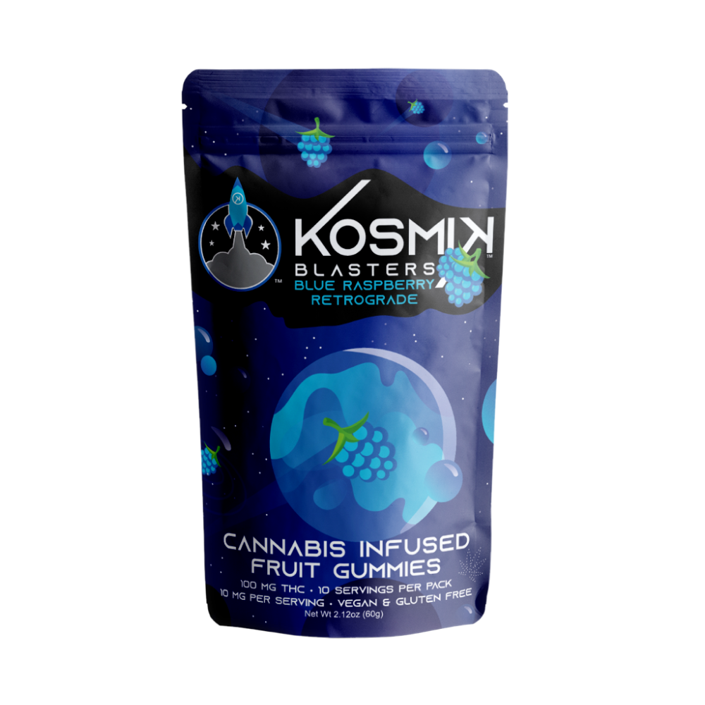 Photograph of product: Kosmik | 100mg Blaster Gummies | Blue Raspberry Retrograde