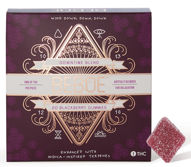 Photograph of product: Beboe - Downtime Blackberry 1:1 TH-oui CBD 100mg 20pk Gummies
