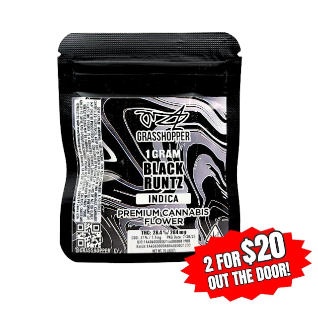 Photograph of product: Grasshopper Premium Flower | 1g - Black Runtz - Oui'd - 