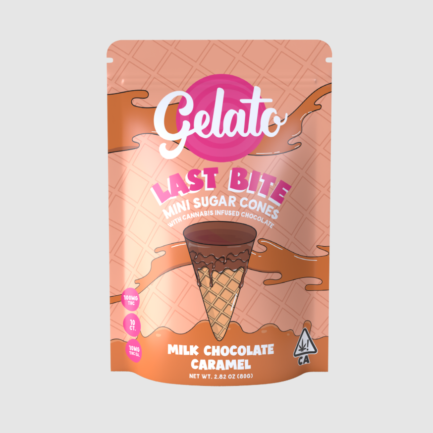 Photograph of product: Gelato Milk Chocolate Caramel Mini Sugar Cone, 100mg
