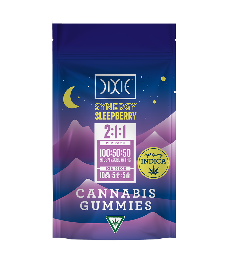 Photograph of product: Dixie Sleepberry Cbn:CBD:TH-oui Gummies 100mg (10x10)
