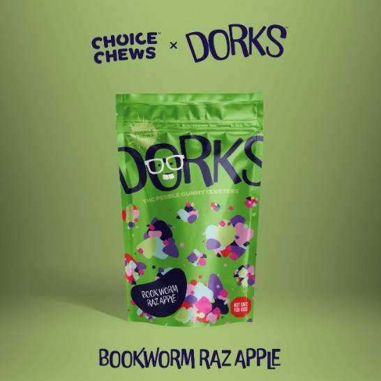 Photograph of product: CHOICE DORKS | Edibles | Gummy Clusters |  Raz Apple | 200mg